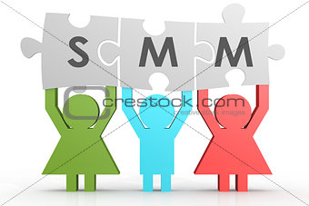 SMM - Social Media Marketing puzzle in a line