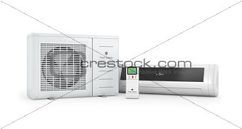 Â Air conditioners with remote control on a white background