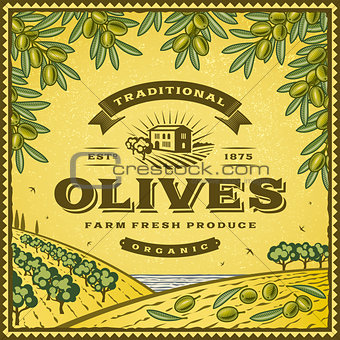 Vintage olives label