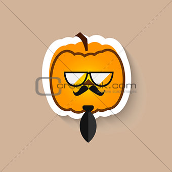 Pumpkin hipster big glasses and tie