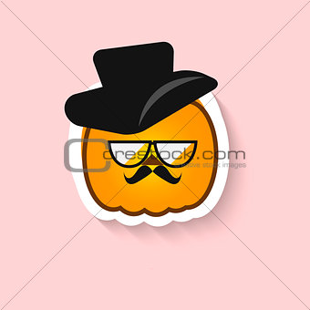Pumpkin hipster big glasses and hat