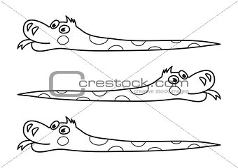Cartoon snake with kind muzzle, coloring book