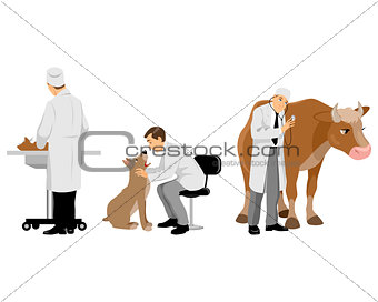 Veterinarians with pets set