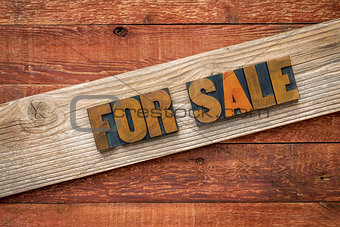 For sale sign in wood type