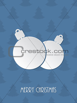 Christmas greeting with blue scribbled christmastree background