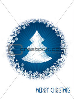 White christmas greeting card with bursting christmastree