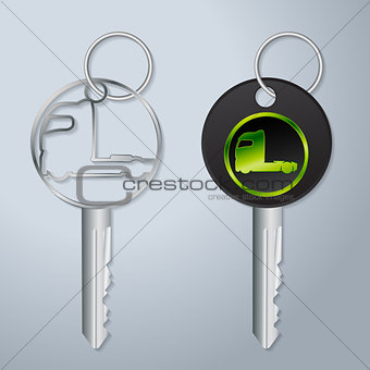 Truck keys with engraved truck tractor symbol
