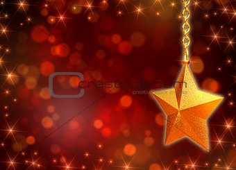 3d golden star with chains and lights