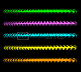 tube halftone neon effect in multiple color over black