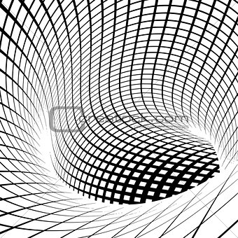 grid vortex tunnel in black and white