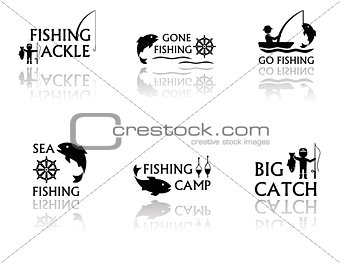 set of fishing symbols