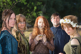 Wicca People with Incense Bowl