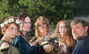 Five Witches with Feather