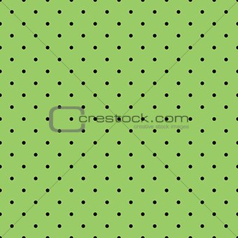 Tile vector pattern with black polka dots on green background