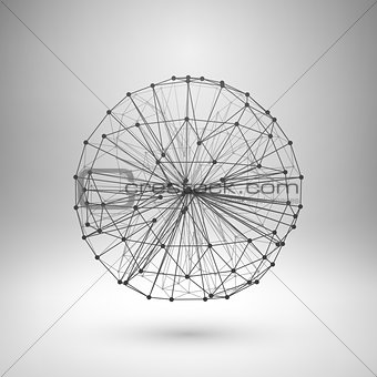 Wireframe mesh polygonal sphere.
