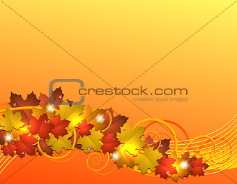 Flying autumn leaves background