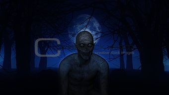 3D demonic figure in spooky woods