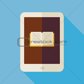 Flat Electronic Book Illustration with long Shadow
