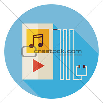 Flat Electronic Technology Music Player Circle Icon with Long Sh