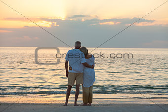 Senior Couple at Sunset Tropical Beach
