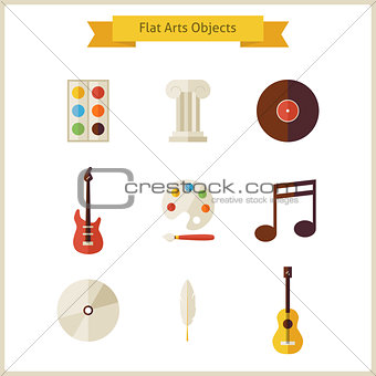 Flat School Arts and Music Objects Set