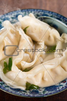 Close up dumplings soup 