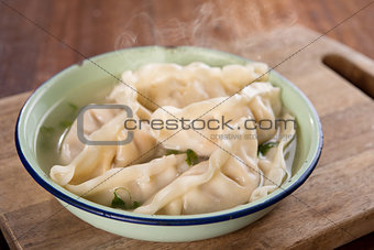 Asian dish dumplings soup 
