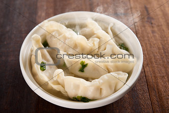 Delicious Asian dish dumplings soup 
