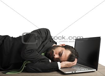 Workload businessman sleeping