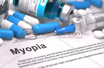 Diagnosis - Myopia. Medical Concept. 3D Render.