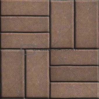 Brown Pave Slabs Rectangles Arranged Perpendicular to Each other Two or Three Pieces.
