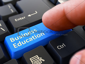 Business Education - Written on Blue Keyboard Key.