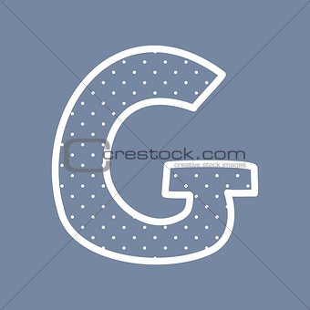 G vector alphabet letter with white polka dots on blue background