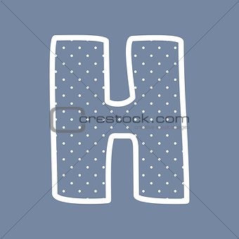 H vector alphabet letter with white polka dots on blue background