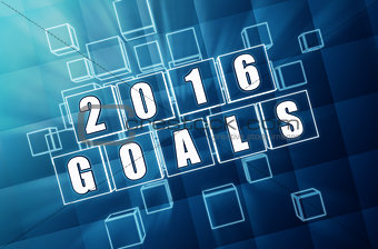 new year 2016 goals in blue glass blocks