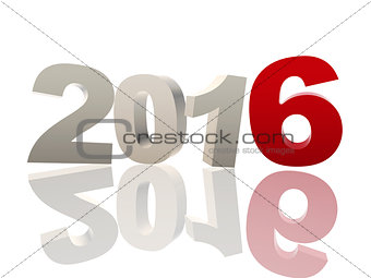 3d new year 2016 in red and grey figures