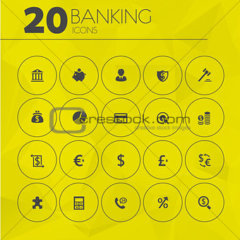 Simple thin banking icons collection