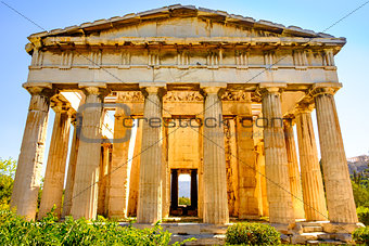Scenic view of temple of Hephaestus in Ancient Agora, Athens