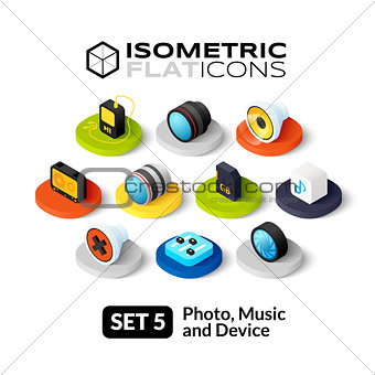 Isometric flat icons set 5