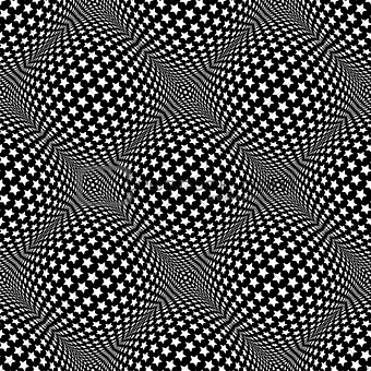 Seamless stars pattern. 3D optical illusion.