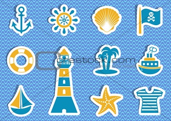 Marine and pirate vector labels