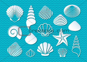 White sea shells icons