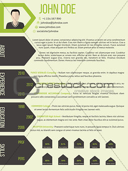 Cv resume template with arrow ribbon style