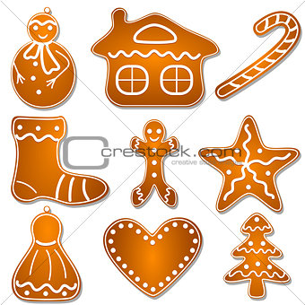 set of Christmas gingerbread cookies