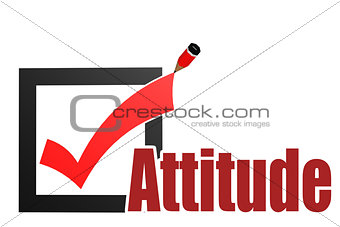 Check mark with attitude word