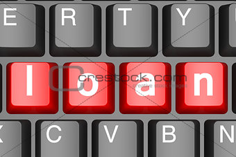 Red loan button on modern computer keyboard