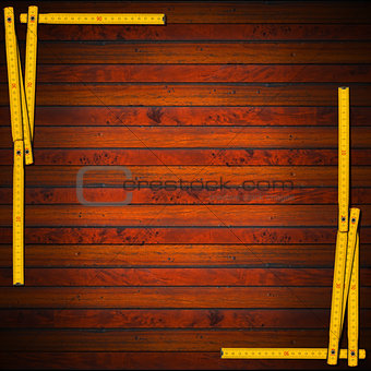 Wooden Background with Ruler Frame