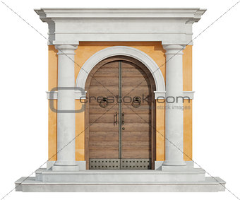 Front view of a classic portal in tuscany order  