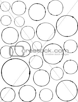 hand-drawn liquid line circle shapes over white