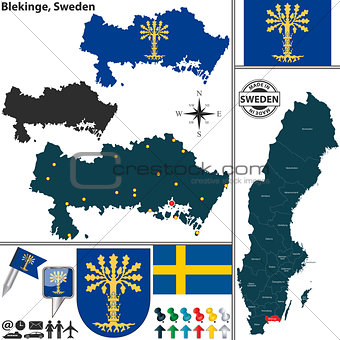 Map of Blekinge, Sweden